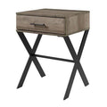 1 Drawer Metal and Wood Side Table T76070