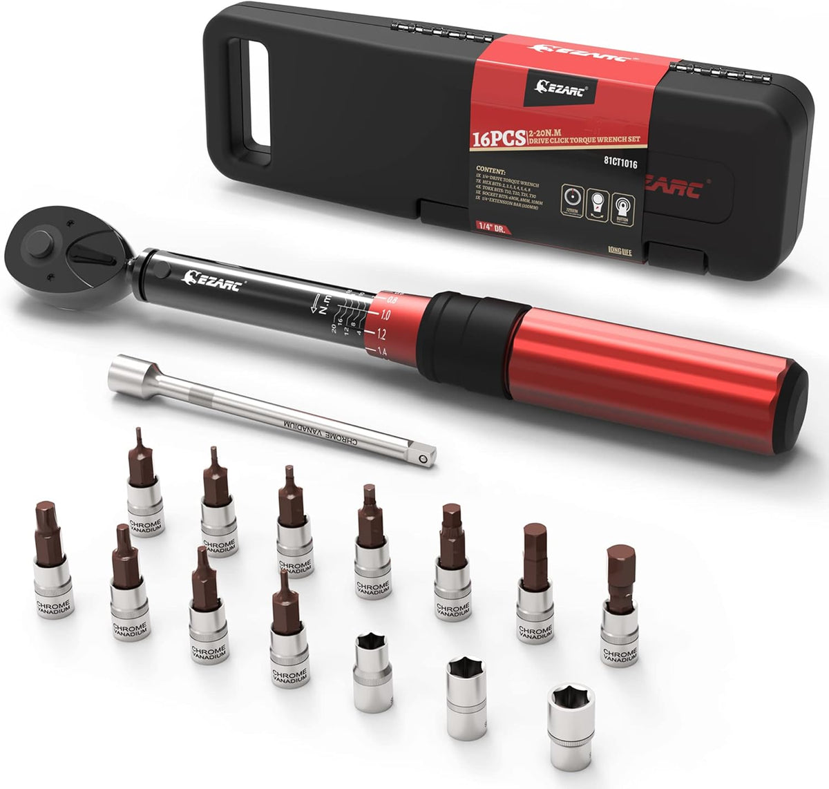 1/4 inch Drive Click Bike Torque Wrench Set 2-20 Nm H92221